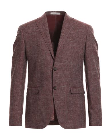 Cc Collection Corneliani Man Blazer Burgundy Size 40 Virgin Wool, Cotton, Linen In Red