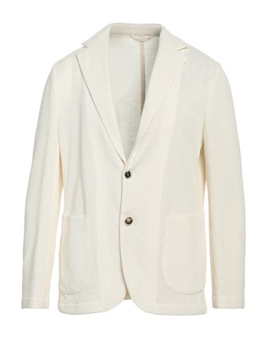 Giampaolo Man Blazer Ivory Size 42 Cotton, Polyester In White