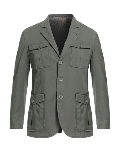 Barbati Man Suit Jacket Military Green Size 36 Cotton, Linen, Polyester, Elastane