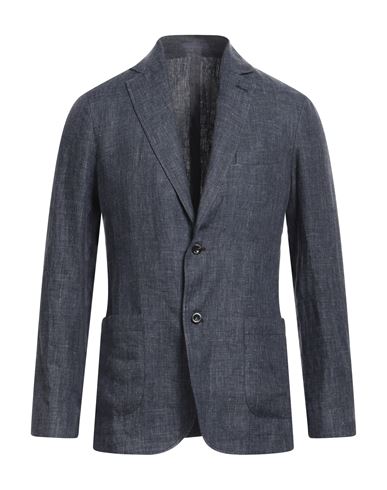 Cruna Man Suit Jacket Navy Blue Size 38 Linen