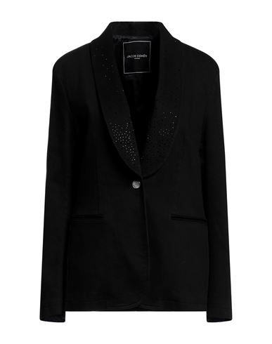 Jacob Cohёn Woman Suit Jacket Black Size 6 Cotton, Lyocell, Elastomultiester, Elastane