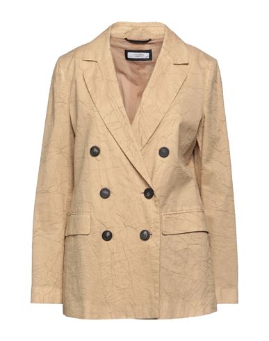Peserico Woman Suit Jacket Sand Size 8 Cotton In Beige