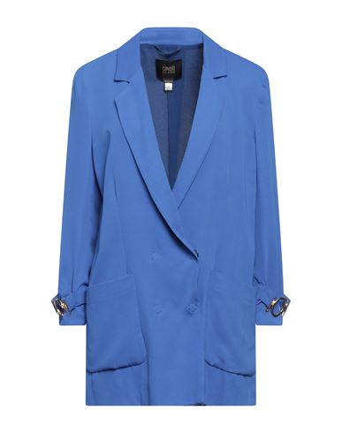 Cavalli Class Woman Suit Jacket Bright Blue Size 4 Polyester