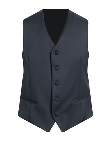 La Migliara Man Tailored Vest Midnight Blue Size 42 Cupro, Viscose