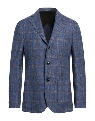 Barba Napoli Man Suit Jacket Blue Size 44 Virgin Wool, Silk, Polyamide, Linen