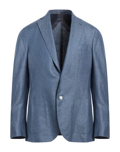 Barba Napoli Man Suit Jacket Pastel Blue Size 44 Silk, Cashmere