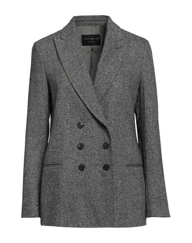 Emporio Armani Woman Blazer Grey Size 14 Viscose, Virgin Wool, Polyamide
