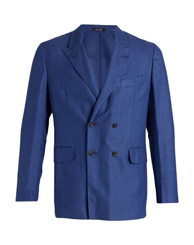 Dunhill Man Blazer Bright Blue Size 46 Wool, Tussah Silk, Linen