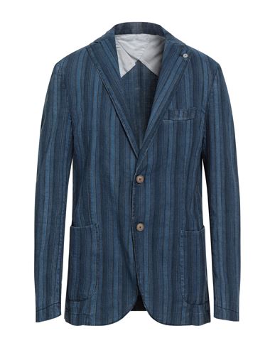 Barbati Man Suit Jacket Blue Size 40 Cotton, Linen