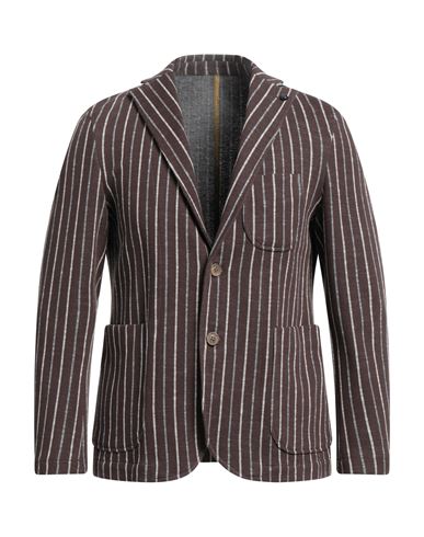 Barbati Man Suit Jacket Dark Brown Size 44 Cotton, Polyamide, Elastane