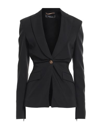Shop Versace Woman Blazer Black Size 8 Silk, Polyamide, Elastane