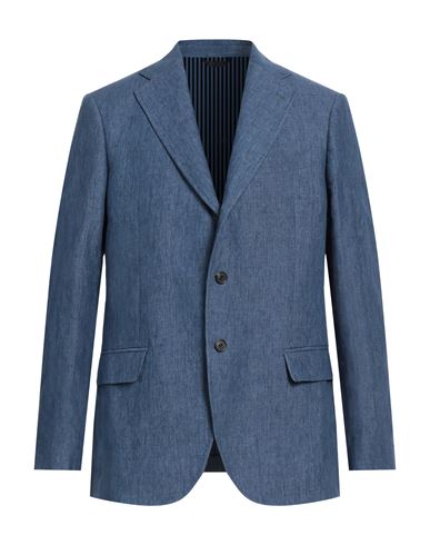 Mp Massimo Piombo Man Suit Jacket Slate Blue Size 42 Linen