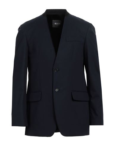 Msgm Man Blazer Midnight Blue Size 38 Cotton, Polyurethane