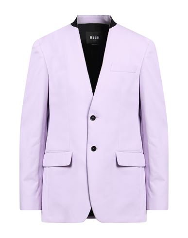 Msgm Man Blazer Pink Size 38 Cotton, Polyurethane In Purple