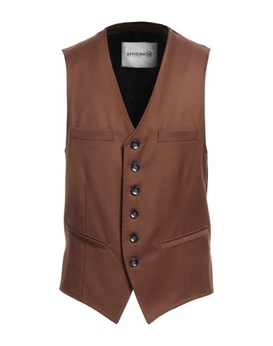 Officina 36 Man Tailored Vest Brown Size S Polyester, Viscose, Elastane