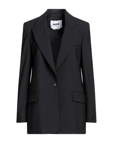 Msgm Woman Suit Jacket Black Size 6 Virgin Wool, Elastane