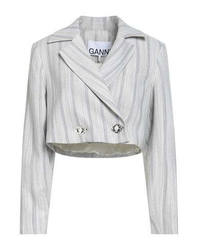 Ganni Woman Blazer Grey Size 6 Rayon, Ecovero Viscose, Viscose, Polyester