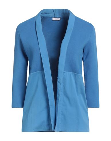 Rossopuro Woman Cardigan Azure Size L Cotton, Polyester, Elastane In Blue