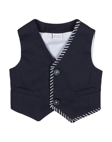 Manuell & Frank Babies'  Newborn Boy Tailored Vest Midnight Blue Size 0 Cotton, Elastane
