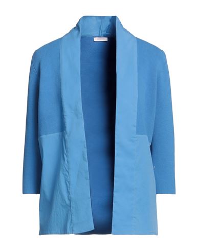 Rossopuro Woman Cardigan Azure Size L Cotton, Polyester, Elastane In Blue