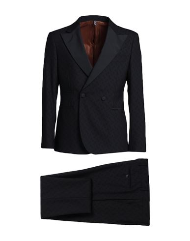 Asfalto Man Suit Black Size 38 Polyester, Virgin Wool, Elastic Fibres