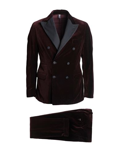 Asfalto Man Suit Burgundy Size 38 Cotton In Red