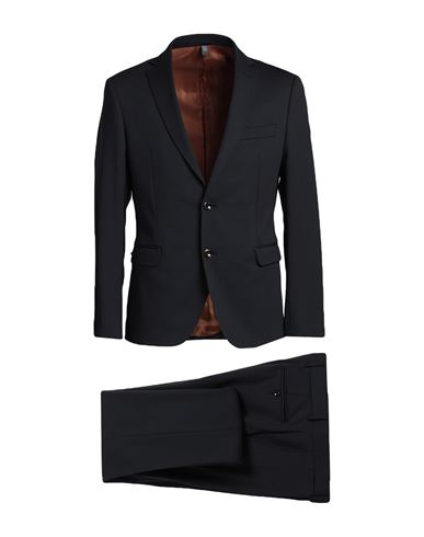 Asfalto Man Suit Steel Grey Size 38 Virgin Wool, Elastane In Black