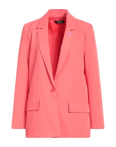 J·b4 Just Before Woman Blazer Coral Size L Polyester, Viscose, Elastane In Red