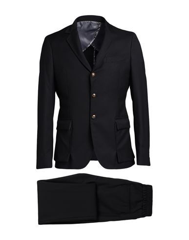 Asfalto Man Suit Black Size 38 Polyester, Rayon, Elastane