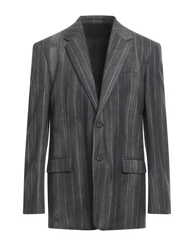 Versace Notch Lapel Wool Formal Jacket In Grey