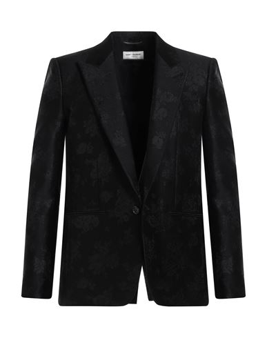 Shop Saint Laurent Man Blazer Black Size 44 Wool, Silk