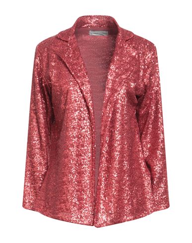 Boutique De La Femme Woman Suit Jacket Brick Red Size Xl Polyester