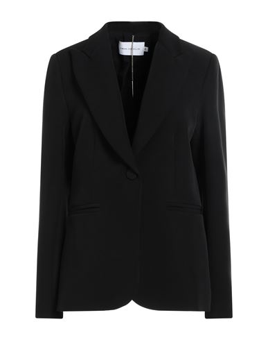 Simona Corsellini Woman Blazer Black Size 12 Polyester, Viscose, Cotton, Elastane In Black