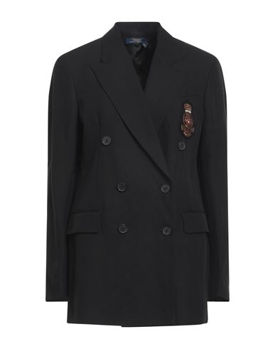 Polo Ralph Lauren Woman Blazer Black Size 8 Linen, Viscose