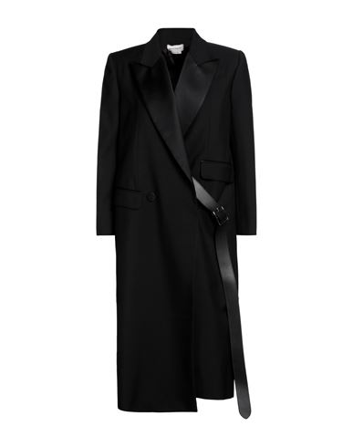Alexander Mcqueen Woman Coat Black Size 4 Wool, Mohair Wool, Polyester, Silk