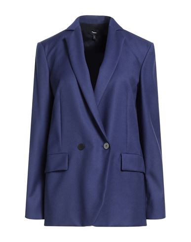 Theory Woman Blazer Blue Size 0 Virgin Wool In Blue