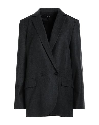 Theory Woman Suit Jacket Steel Grey Size 8 Virgin Wool