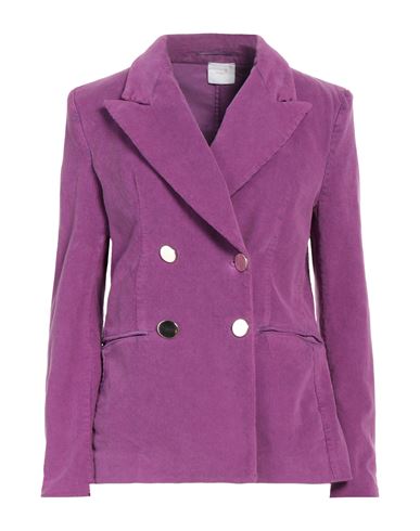 Merci .., Woman Blazer Mauve Size 8 Cotton, Elastane In Purple