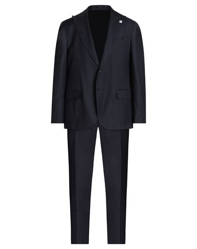 Lardini Man Suit Midnight Blue Size 44 Wool, Elastane