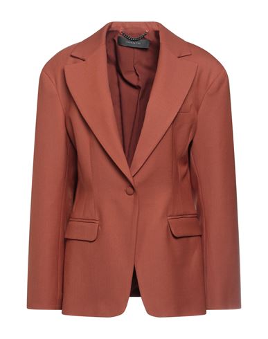 Federica Tosi Woman Blazer Rust Size 6 Polyester, Wool, Elastane In Red