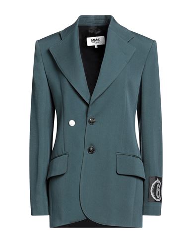 Mm6 Maison Margiela Woman Blazer Dark Green Size 2 Virgin Wool, Viscose