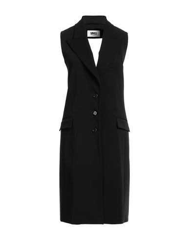 Mm6 Maison Margiela Woman Overcoat Black Size 4 Polyester, Viscose, Elastane