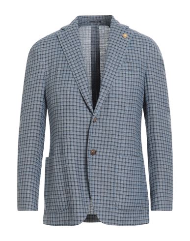 Lardini Man Suit Jacket Light Blue Size 42 Linen, Silk, Wool, Cotton