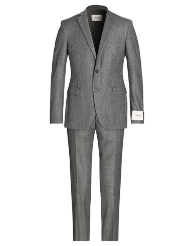 Paoloni Man Suit Steel Grey Size 40 Virgin Wool, Elastane