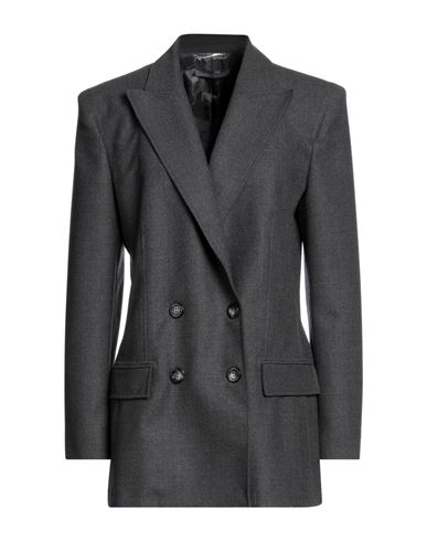 Alberta Ferretti Woman Blazer Lead Size 12 Virgin Wool, Elastane In Grey