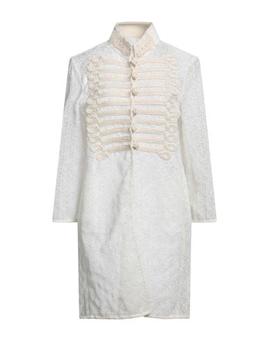 Ermanno Scervino Woman Overcoat Cream Size 4 Polyester, Viscose In White
