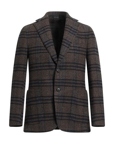 Giampaolo Man Suit Jacket Dark Brown Size 44 Virgin Wool
