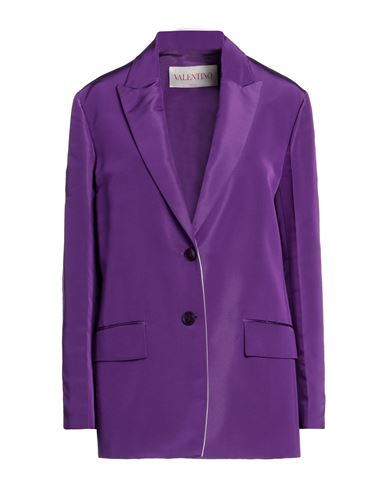 Shop Valentino Garavani Woman Blazer Purple Size 4 Silk, Polyamide, Cotton