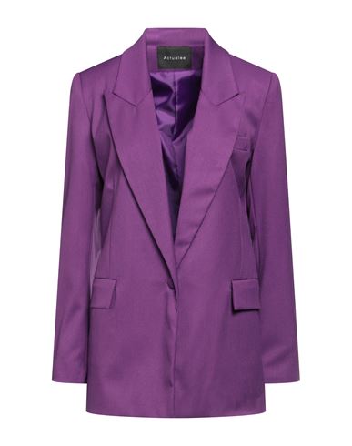 Actualee Woman Suit Jacket Purple Size 10 Polyester, Rayon, Elastane