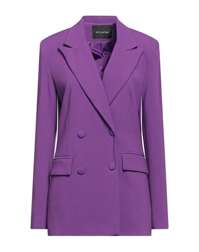 Actualee Woman Blazer Purple Size 8 Polyester, Rayon, Elastane